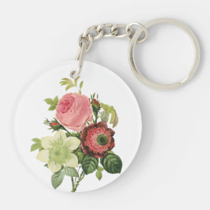 PixDezines redoute clementine, anemone Key Ring