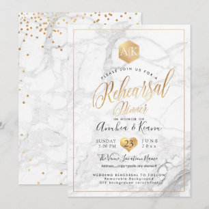 PixDezines Rehearsal Dinner+Faux Gold Honeycomb Invitation