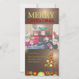 PixDezines Retro Christmas Ornaments Tree Holiday Card