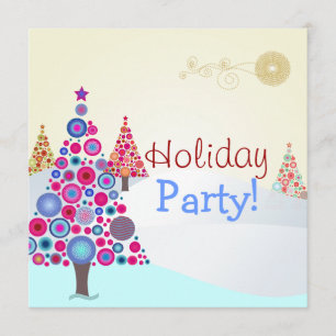 PixDezines Retro Christmas Ornaments Tree Invitation