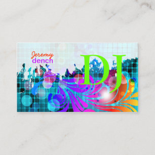 PixDezines Retro DJ+disco swirls Business Card