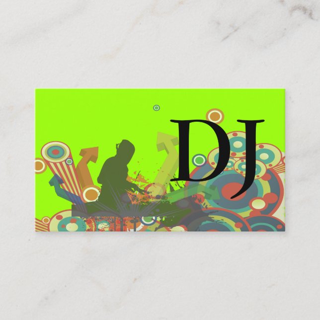 PixDezines Retro DJ/DIY background Business Card (Front)