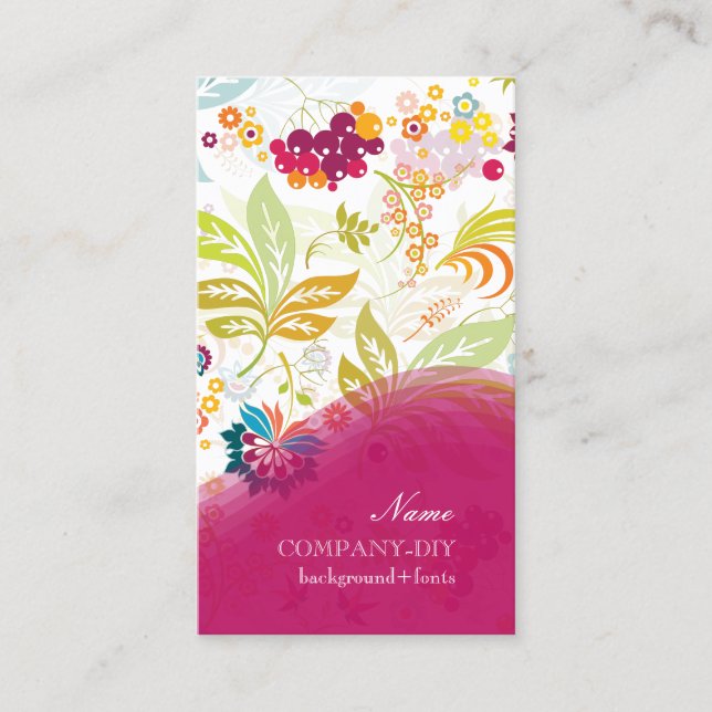 PixDezines retro flora/DIY background colour Business Card (Front)