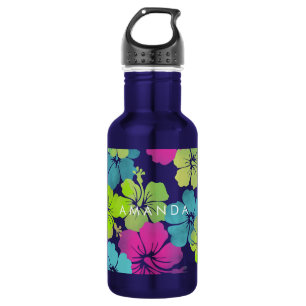 PixDezines retro hibiscus 532 Ml Water Bottle