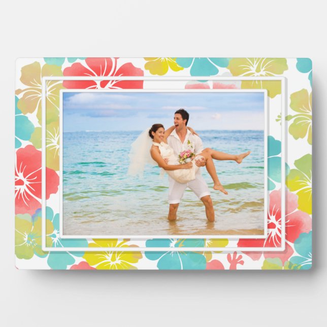 PixDezines retro hibiscus Plaque (Front)