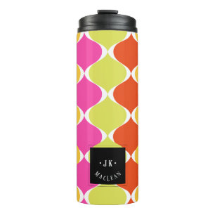 PixDezines Retro Mod Ogee, Green Pink Orange Thermal Tumbler