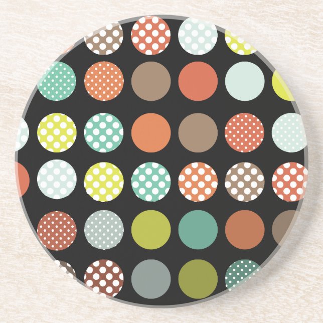 PixDezines Retro Polka Dots/DIY background colour! Coaster (Front)