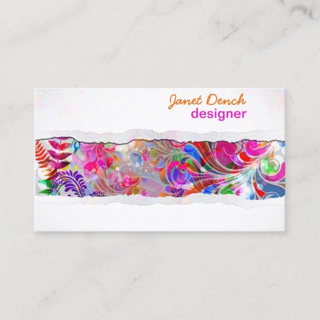 PixDezines retro swirls/neon colours Business Card (Front)