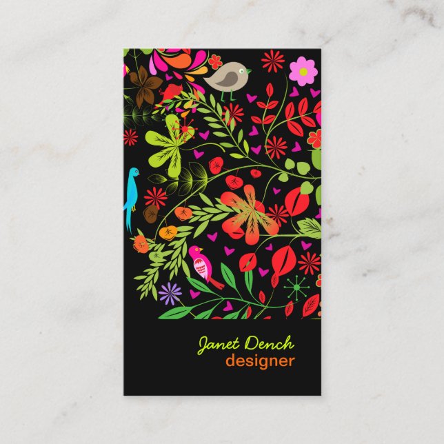 PixDezines RETRO TREE/DIY background colour Business Card (Front)