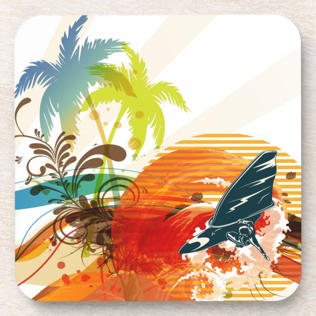 PixDezines riptide surfers/diy background colour Coaster (Front)