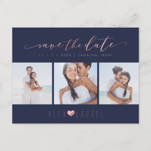 PixDezines Rose Gold Chic Script Save the Date Postcard
