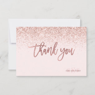 PixDezines Rose Gold Glitter Monogram Thank You Card
