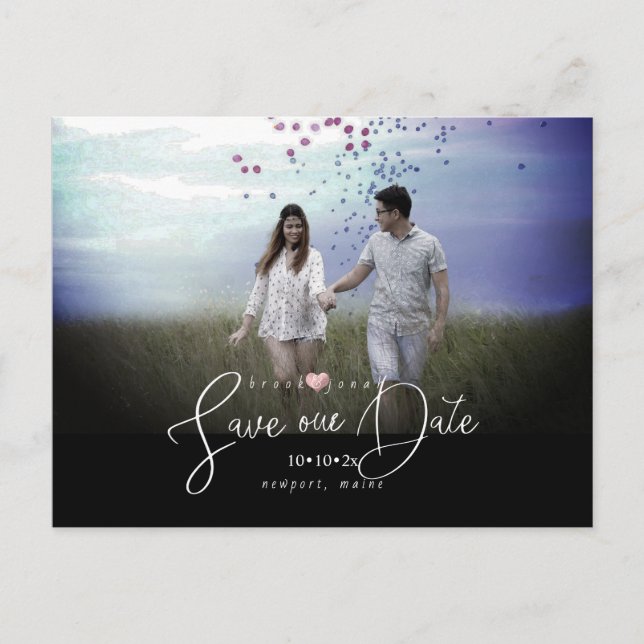 PixDezines Rose Gold Heart Save our Date Postcard (Front)