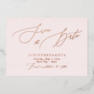 PixDezines Rose Gold Luxe Script Save the Date