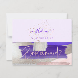 PixDezines Rose Gold+Purple Will You .. Bridesmaid Invitation