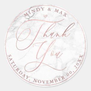 PixDezines ROSE GOLD ROMANTIC SCRIPT THANK YOU Classic Round Sticker