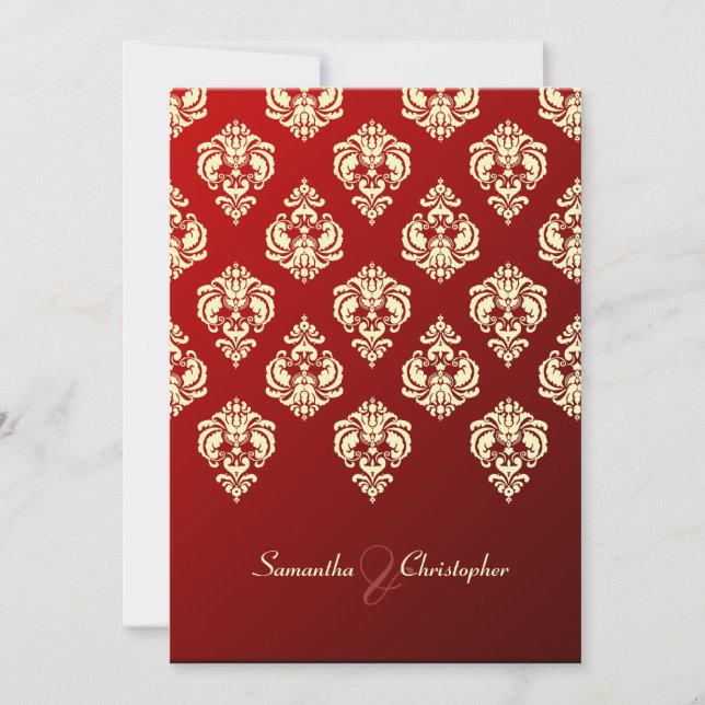 PixDezines Rossellini Damask, Ivory + Red Velvet Invitation (Front)