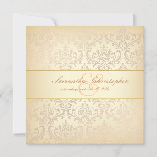 PixDezines Rossi Damask, Champagne Invitation (Front)