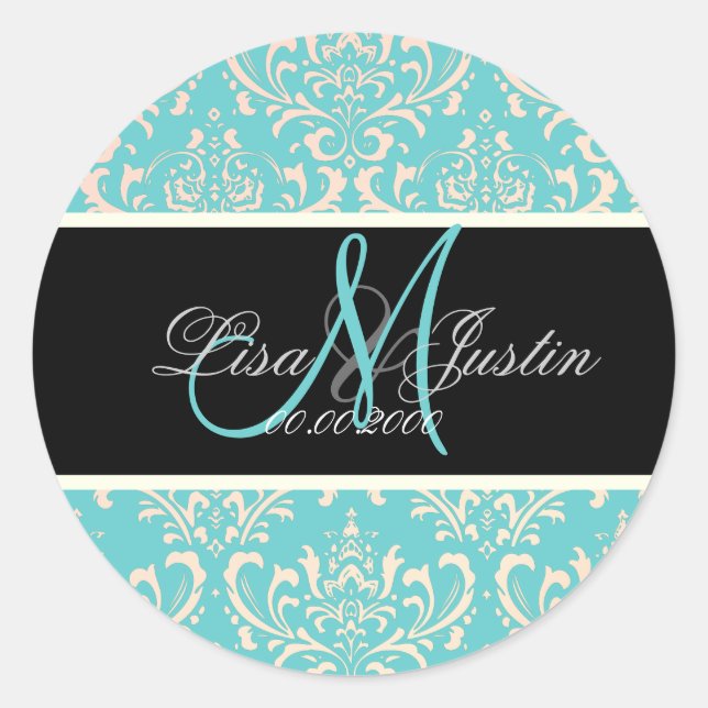 PixDezines Rossi Damask,  custom colour!!!! Classic Round Sticker (Front)