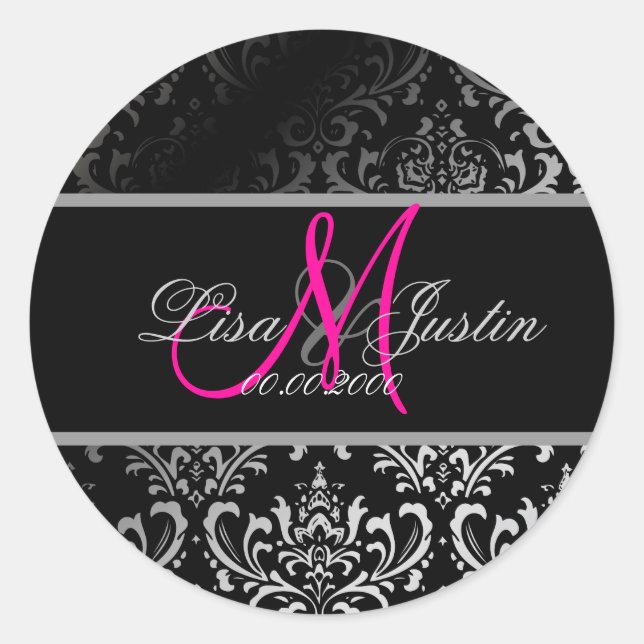 PixDezines Rossi Damask,  custom colour!!!! Classic Round Sticker (Front)