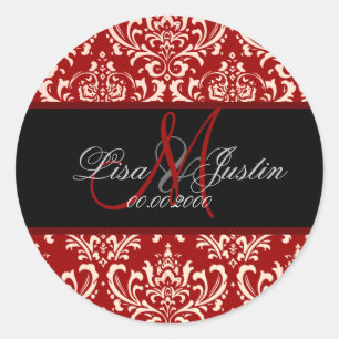 PixDezines Rossi Damask,  custom colour!!!! Classic Round Sticker