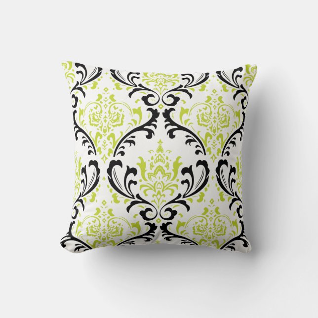 PixDezines Rossi Damask/Green/Black Cushion (Front)