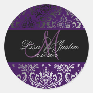 PixDezines Rossi Damask, monogram/DIY colour! Classic Round Sticker