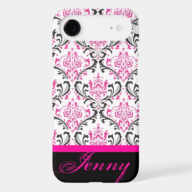 PixDezines Rossi Damask/Pink+Black/DIY colour Case-Mate iPhone Case (Back)