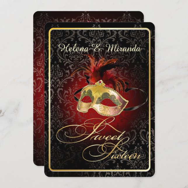 PixDezines Rossi Sweet 16 Masquerade/DIY colour!! Invitation (Front/Back)