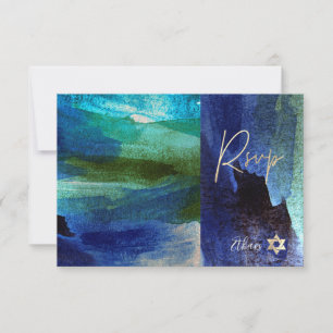 PixDezines RSVP Artistic Watercolor Bar Mitzvah ✡ Card