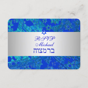 PixDezines rsvp bar mitzvah/blue/silver