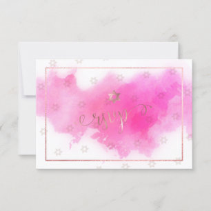 PixDezines RSVP Bat Mitzvah , Pink Watercolor✡ Card