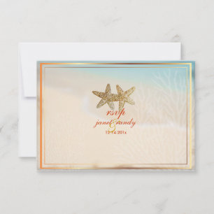 PixDezines rsvp beach+starfish, beach party Card