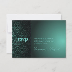 PixDezines RSVP Bijoux Damask/Teal Green Card