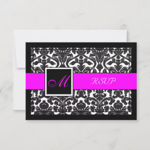 PixDezines rsvp Black Flora Damask/DIY colours Card