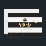 PixDezines rsvp black/white/stripes bar mitzvah<br><div class="desc">PixDezines rsvp black and white white stripes, black star of david bar mitzvah.. one of our classic collections with DIY background colour, as well as the fonts and its colours. Please send us an email for your hebrew name. Easy to customise, simply click "customise it" button to edit your text....</div>