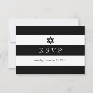 PixDezines rsvp black/white/stripes bar mitzvah Card