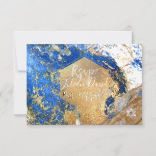 PixDezines RSVP Blue Granite Bar Mitzvah ✡ Card