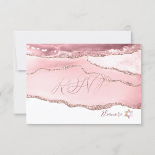 PixDezines RSVP Blush Burgundy Agate Bat Mitzvah✡ Card