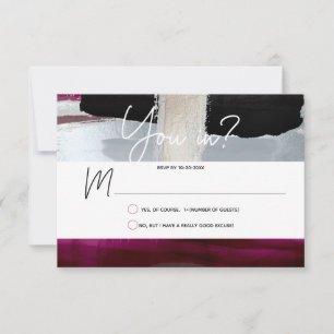 PixDezines RSVP Burgundy Silver, Colour Block Card