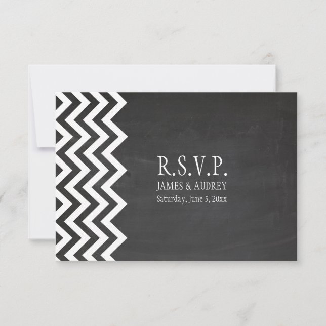 PixDezines rsvp chalkboard+chevron Card (Front)