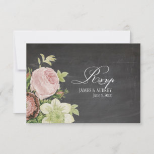 PixDezines rsvp chalkboard+vintage roses Card