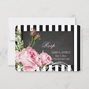 PixDezines rsvp chalkboard+vintage roses+swirls Card