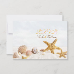 PixDezines RSVP, DANCING STARFISH/SEASHELL RSVP Card