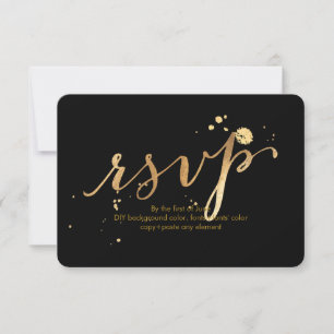PixDezines RSVP Dazzled/Faux Gold/DIY Background Card