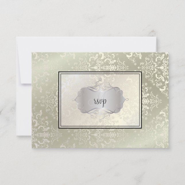 PixDezines rsvp Étienne Damask Card (Front)