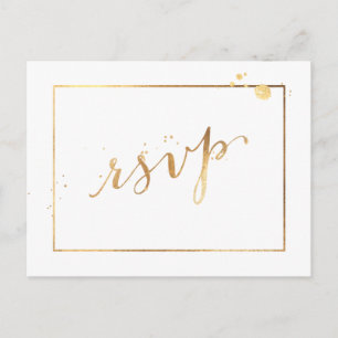 PixDezines RSVP/FAUX GOLD/FUN SCRIPT/DIY COLOR Invitation Postcard
