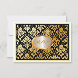 PixDezines rsvp faux gold jolie damask/diy Card