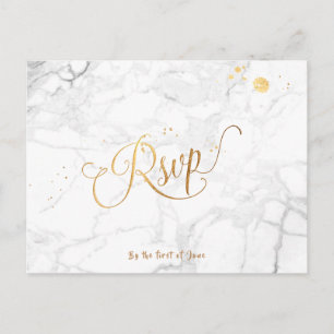 PixDezines RSVP/FAUX GOLD/MARBLE Invitation Postcard