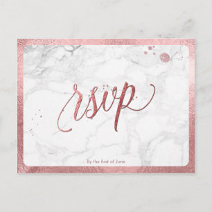 PixDezines RSVP/FAUX ROSE GOLD/MARBLE Invitation Postcard